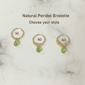 Natural Peridot Briolette 14G 16G 18G 20G Ouro Peridot Helix Hoop - Anel de Septo - Nariz Prateado - Tragus - Daith - Piercing de Concha - Pedra de Nascimento de Agosto