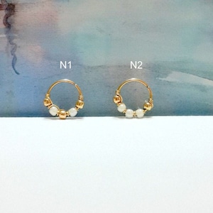 24G 22G Mother of Pearl Cartilage Ring, Super Tiny Helix Ring,Tragus,Nose Hoop,Bohemian Jewelry,Gift Idea,Nautical Jewelry,June's Birthstone