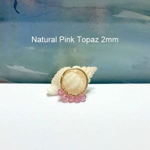 Natural Pink Topaz 5 Beads  Helix Ring- Gold Cartilage Piercing-Tiny Gold  Helix Hoop- 16g 18g 20g 22g 24g- December's Birthstone-Gifts