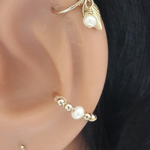 Freshwater Pearl Conch Piercing Gold Conch Earring Silver Etsy Canada