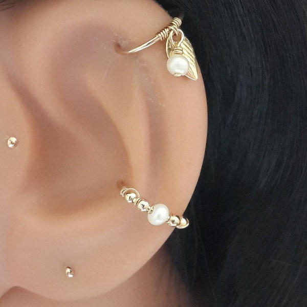 Freshwater Pearl conch piercing, gold conch earring, silver conch ring,conch hoop,conch piercing jewelry, 16G 18G 20G 22G, Cyber Week Sales