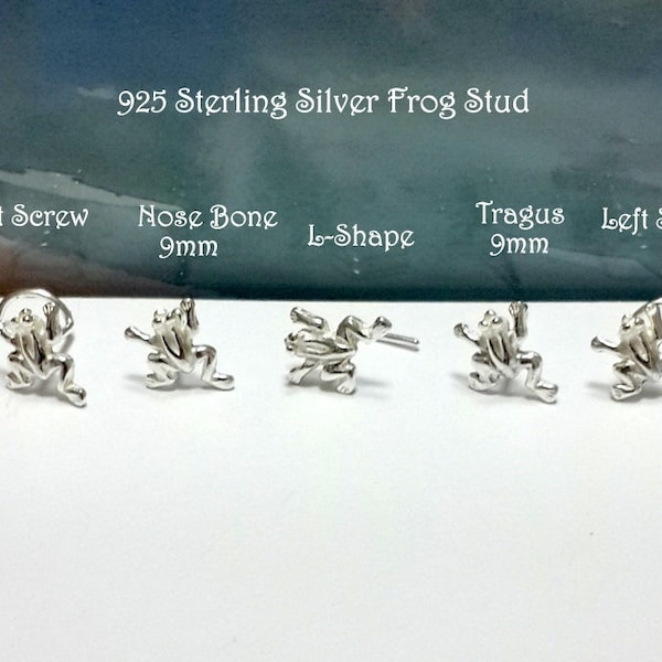 Frog Stud 16g 18g 20g 22g Sterling Silver Frog Nose stud, Nose Screw, Bone Stud, L-Shaped, Tragus Stud, Right Left Nostril, Nautical Jewelry