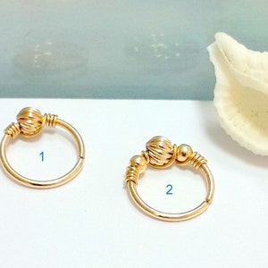 Cartilage Earring, Tiny Bead Gold Hoop, Helix hoop, Cartilage piercing , Helix Jewelry, Cartilage Hoop Earrings, 14K Gold Filled,Summer Sale