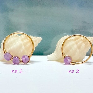 Tiny amethyst 2mm helix hoop, gold cartilage hoop earrings, tiny hoop,amethyst hoop earrings,silver cartilage earring,20-24 gauge,helix hoop