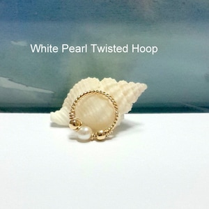 White Pearl Twisted  Conch Hoop, Yellow Gold Filled  22g 20g 18g 16g , Tragus, Septum,Nose Twisted Ring, June's Birthstone, Cyber Week Sales