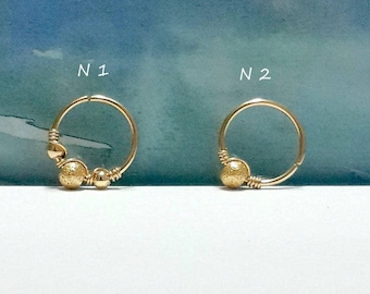 14k Gold Filled Hoop Earring: Cartilage, Helix, Septum Piercing,22-16 gauge, Handcrafted