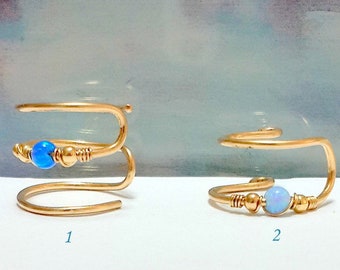 Gold Opal Ear Cuff: Non Pierced Cartilage Clip,Fake Piercing, Gift