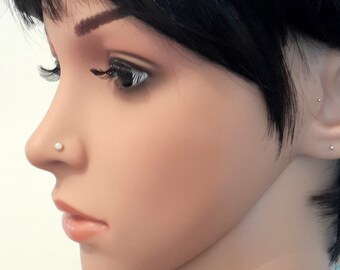 Opal Nose Stud: 14K Yellow Gold Filled Tragus Helix Piercing,20Gauge Stud,Black Friday