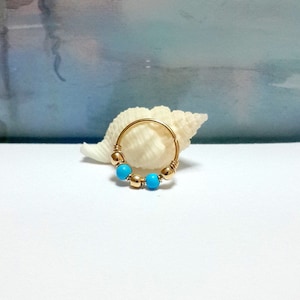 Turquoise 2-3mm 14K Solid Gold Helix Hoop, Conch ,Nose,Septum, Daith,Tragus Ring,24g 22g 20g 18g 16g ,Black Friday,Valentine's Day Gifts
