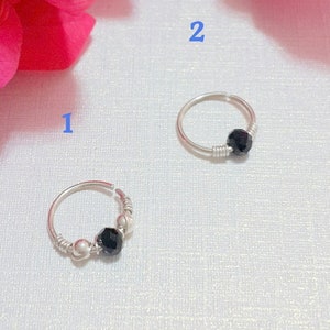 14g Onyx Cartilage Hoop Earring- Natural Onyx Cartilage Earring-Helix Earring- Small Onyx Cartilage Ring- 16G 18G 20G 22G- July's Birthstone