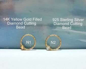 Orecchino a cerchio Helix riempito d'oro 20G: anello per cartilagine con perlina taglio diamante