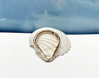 Textured Triangle Septum Ring: Hammered 14k Gold Filled or Sterling Silver,14g-20g,Best of Father's Day
