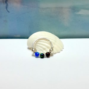 24G 22G 20G 18G 16G Fire Opal 925 Sterling Silver Helix Piercing,Cartilage,Nose,GoldFilled Tragus Hoop,October's Birthstone,Bohemian Jewelry