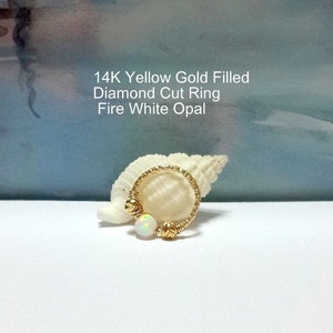 Diamond Cut-Fire Opal 14K Yellow Gold Filled Helix Ring-20G Silver Cartilage Earring-Rose Gold Helix -Lobe-Conch-Nose-Tragus Hoop-Best Gift