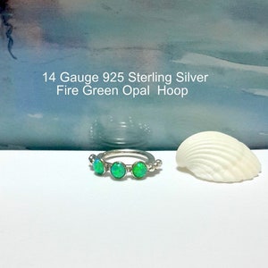 Best Gifts- 14g Fire Opal 3mm Cartilage Earring- Silver Cartilage Piercing- Helix Jewelry- Tragus- Nose Hoop-14g 16g 18g 20g-Friend  Gifts