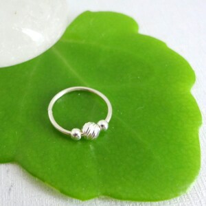 Sterling silver cartilage earring, tiny cartilage ring, helix ring, silver beads  cartilage earring,tiny  hoop, 16-22 gauge, 7-12mm diameter