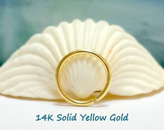 14K Solid Gold Hoop Earring: Helix, Septum, Tragus Piercing, 24-14 gauge, Christmas