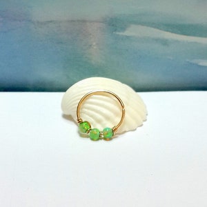 Green Opal Cartilage Earring- Helix Earring-Tragus Ring-Small Opal Cartilage Ring-Tiny Hoop-16G 18G 20G 22G-8-12mm Inner Diameter-Gifts