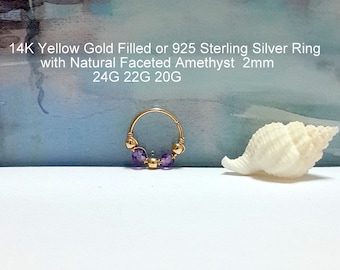 Amethyst Gold Helix Hoop: 14k Gold Filled Cartilage Earring