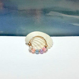 Tiny  beads nose earring,snug fitting helix hoop,16g 18g 20g 22g 24g,bohemian jewelry,gold tiny nose hoop, conch,tragus ring,sharm jewelry