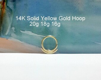 14K Solid Gold Septum Ring: Tribal Hoop Piercing (16g/18g/20g)