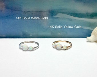 14K Gold Opal Helix Ring: Cartilage, Nose, Septum Hoop