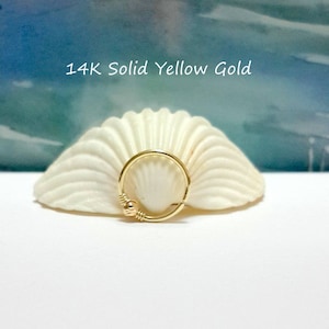 14K Solid Yellow or Rose or White Gold  Bead Cartilage Hoop- 16G 18G 20G 22G-Helix -Tragus-Nose Piercing-Tiny Septum Hoop-Cyber Week Sales