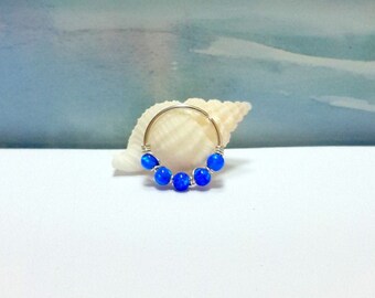 Blue Opal Conch Hoop: 14k Gold Filled Piercing Ring