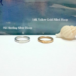 14g Hammered Conch Hoop,  16g 18g 20g , Silver Conch Earring, Smooth Textured, Handcrafted Helix,Tragus Ring, Gold Tribal Conch,Father’s Day