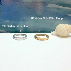 14g Hammered Helix Hoop,  16g 18g 20g , Silver Cartilage Earring, Smooth Textured, Handcrafted Nose,Tragus Ring, Gold Tribal Conch, Ear Ring