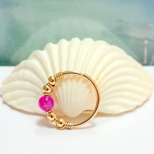 Orchid opal cartilage hoop, silver tiny cartilage ring, gold helix hoop , helix piercing jewelry,16G 18G 20G 22G, Gifts For her,