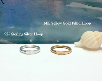 Hammered Sterling Silver Conch Hoop: Helix, Tragus Piercing
