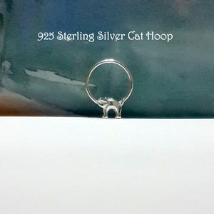 Cat Septum Ring 16g 18g 20g 22g  925 Sterling Silver Tiny Cat septum hoop-silver cat septum piercing- Love Cat Ring-Black Friday- Super Sale