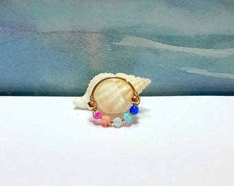 Gold Filled Fire Opal Conch Hoop Earring: 16g 18g 20g 22g
