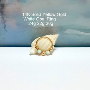 14K Solid Yellow Gold Fire Opal 2mm Helix Piercing, Cartilage Ring,Nose, Septum,Tragus Hoop, 24g 22g 20g ,Holiday Gift ,October's Birthstone