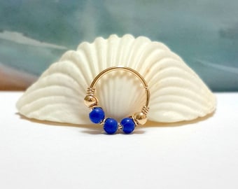 Lapis Lazuli Cartilage Earring: 14k Gold Filled Helix Tragus Ring