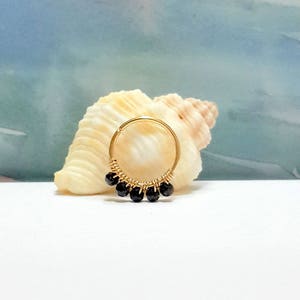24g 22g 20g 18g 16g Gold Natural Black Onyx 2 mm Helix Piercing- Gold Cartilage Earring-Tiny Silver Conch Hoop- uly's Birthstone, Sharm Gift