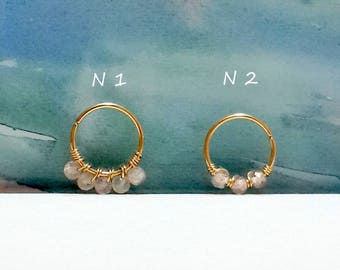 Gold Helix Hoop Earring,Sherry Quartz Cartilage Ring, Holidays Gift