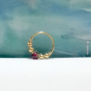 16g, 18g, 20g, 22g Natural red garnet helix piercing, garnet 3-3.5mm bead,gold tragus ring,silver cartilage  jewelry,Valentine’s Day, Gifts