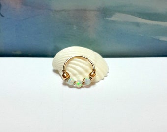 SALE -Fire White Opal  Conch Hoop,Conch Ring,Conch Jewelry,Conch Hoop,OpalConch Piercing,16g 18g 20g 22g,October's Birthstone,Wedding Gifts