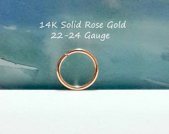 14K Solid Rose, White, Yellow Gold Helix Hoop,Cartilage Earring,Tiny Helix Hoop,Nose Piercing,Septum Ring, 22g 24g ,Holiday Gift