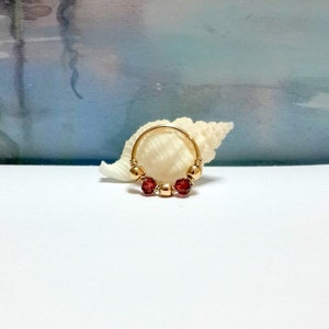 24G 22G 20G Natural Garnet 2-2.5mm 14K Gold Filled Helix Piercing,Cartilage ,Nose,Silver Tragus Hoop, January's Birthstone,Bohemian Jewelry