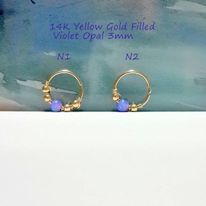 Violet Opal Conch Earrings- Conch Opal Ring - Conch Jewelry- Violet Opal Conch Hoop-16g 18g 20g 22g-Conch Pierced Earring, Holiday Gift