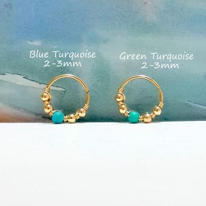 Gold Filled Turquoise 2-3mm conch hoop, conch earring, silver conch,conch piercing,conch pierced earring,16g 18g 20g 22g,Holiday Gift