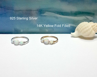 White Opal Helix Earring: 14K Gold Filled Cartilage Hoop