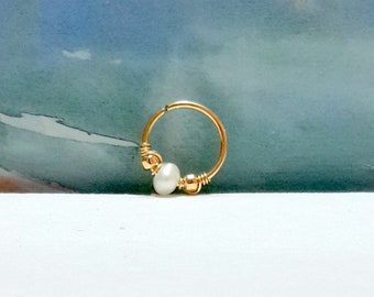 14g White Pearl Conch Hoop-16g Conch Earring- Conch Jewelry- Pearl Conch Ring- Conch- Conch Piercing Jewelry-14g 16g 18g 20g 22g-Gift Idea