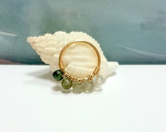 Gold Helix Ring, Moss Agate Cartilage Earring, Sterling Silver Conch Hoop, 24-14 gauge, Gift