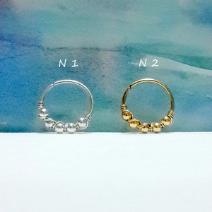 14K Gold Filled Beads Cartilage Hoop-Sterling Silver Beads Helix Piercing-Tragus-Nose Piercing-Septum Hoop-16-24 Gauge-6-12mm Inner Diameter