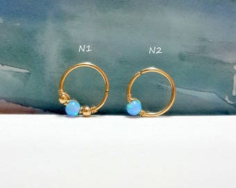 Tiny TWO Septum Rings- Septum Ring Hoop-Gold Septum Hoops-Opal Septum Jewelry Rings-Opal Hoops-Septum Piercing-Septum Ring Hoop-Black Friday