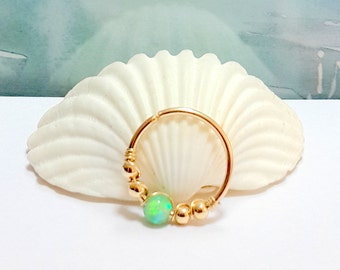 Green Opal Conch Hoop: 14k Gold Filled Piercing Jewelry,conch ring,16-22 gauge